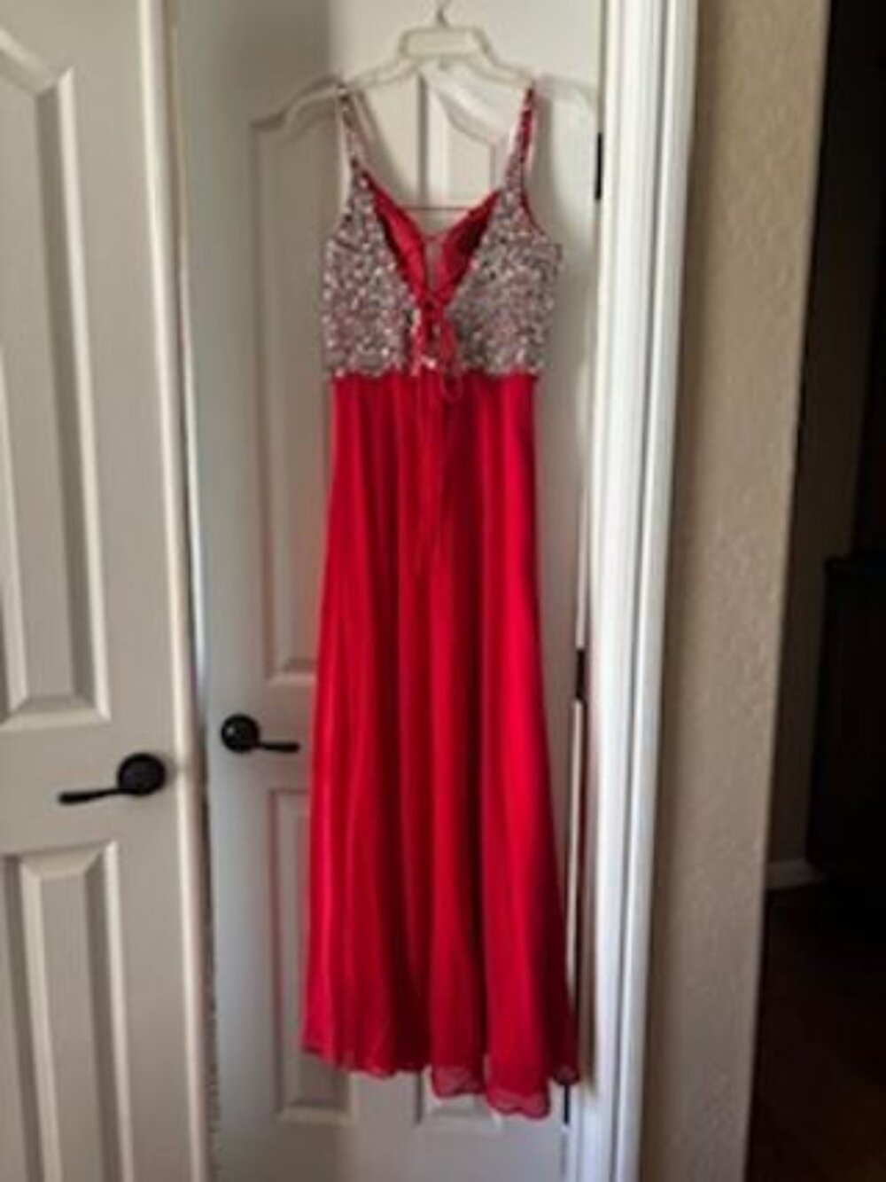 Red and Rhinestone Prom Dress - Picture 3 of 5